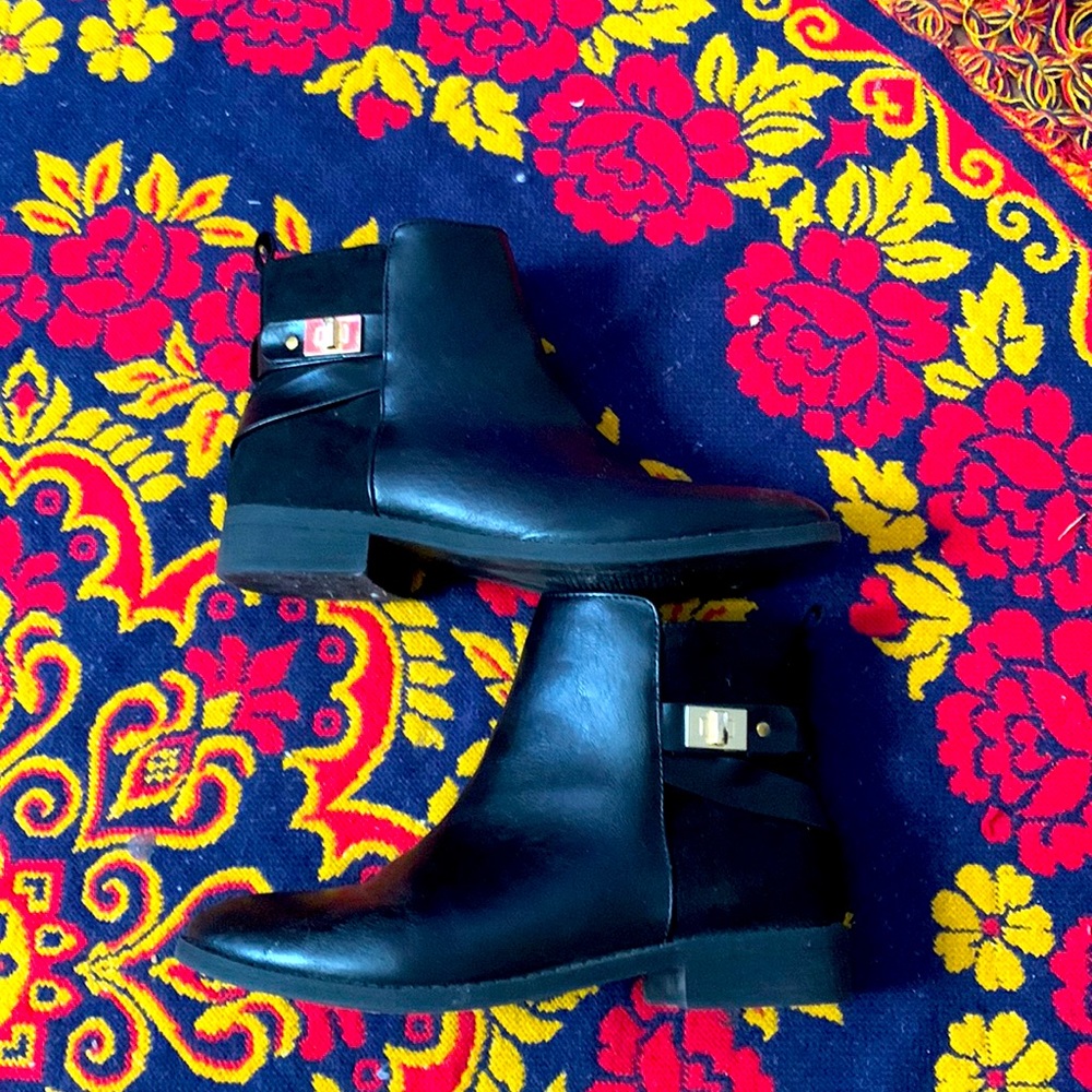 Black and suede booties